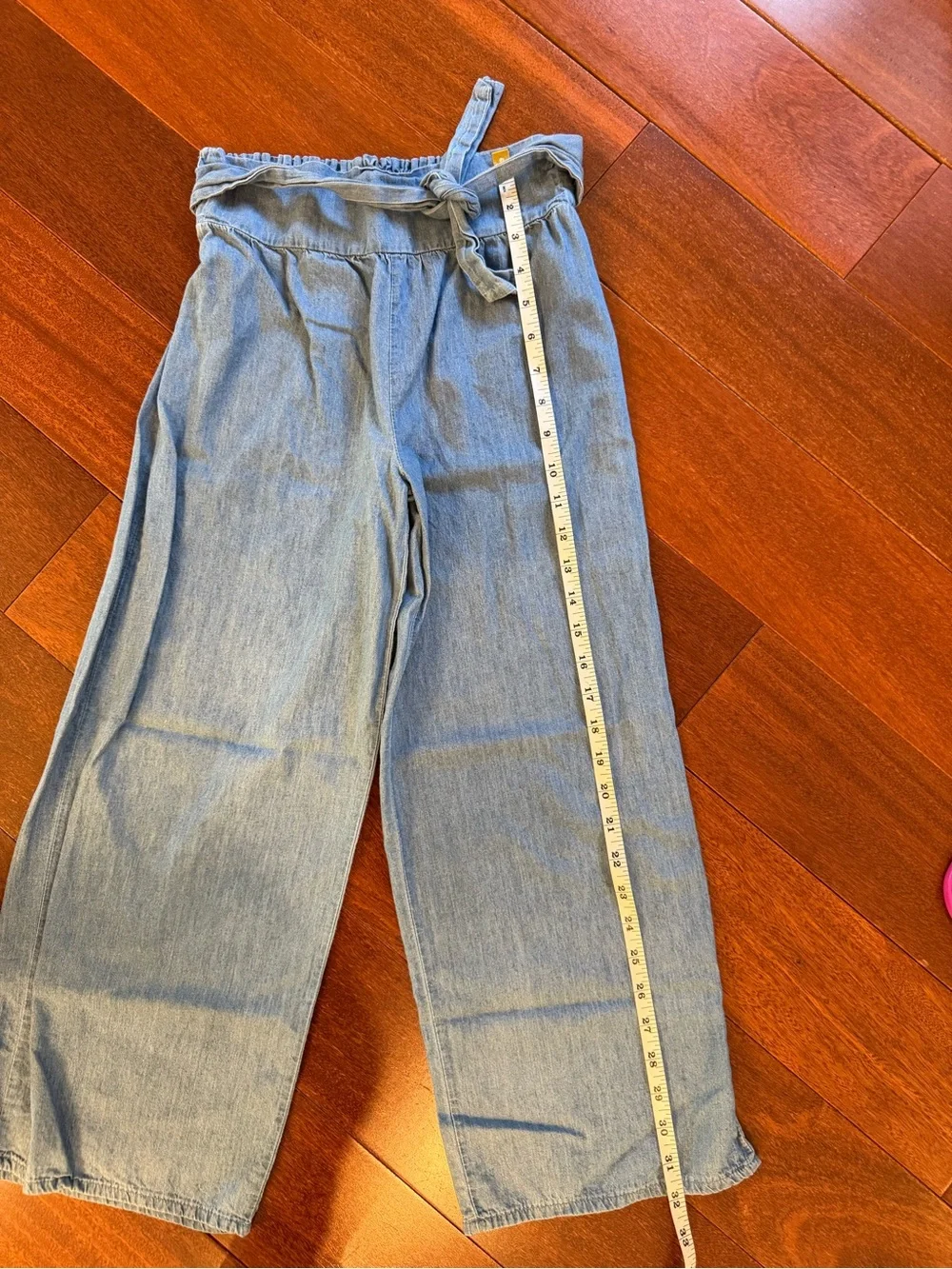 Light Wash Wide Leg Paperbag Waist Jeans